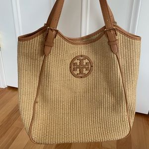 TORY BURCH Designer Shoulder Bag Straw Texture